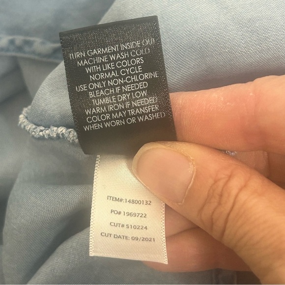 Torrid Blue Chambray Off-Shoulder Smocked Skater Dress - Picture 10 of 12